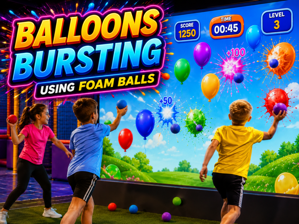 Balloons Bursting with foam balls from Crazy Football