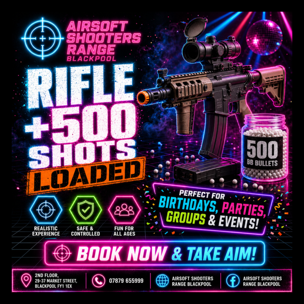 airsoft in blackpool with rifle