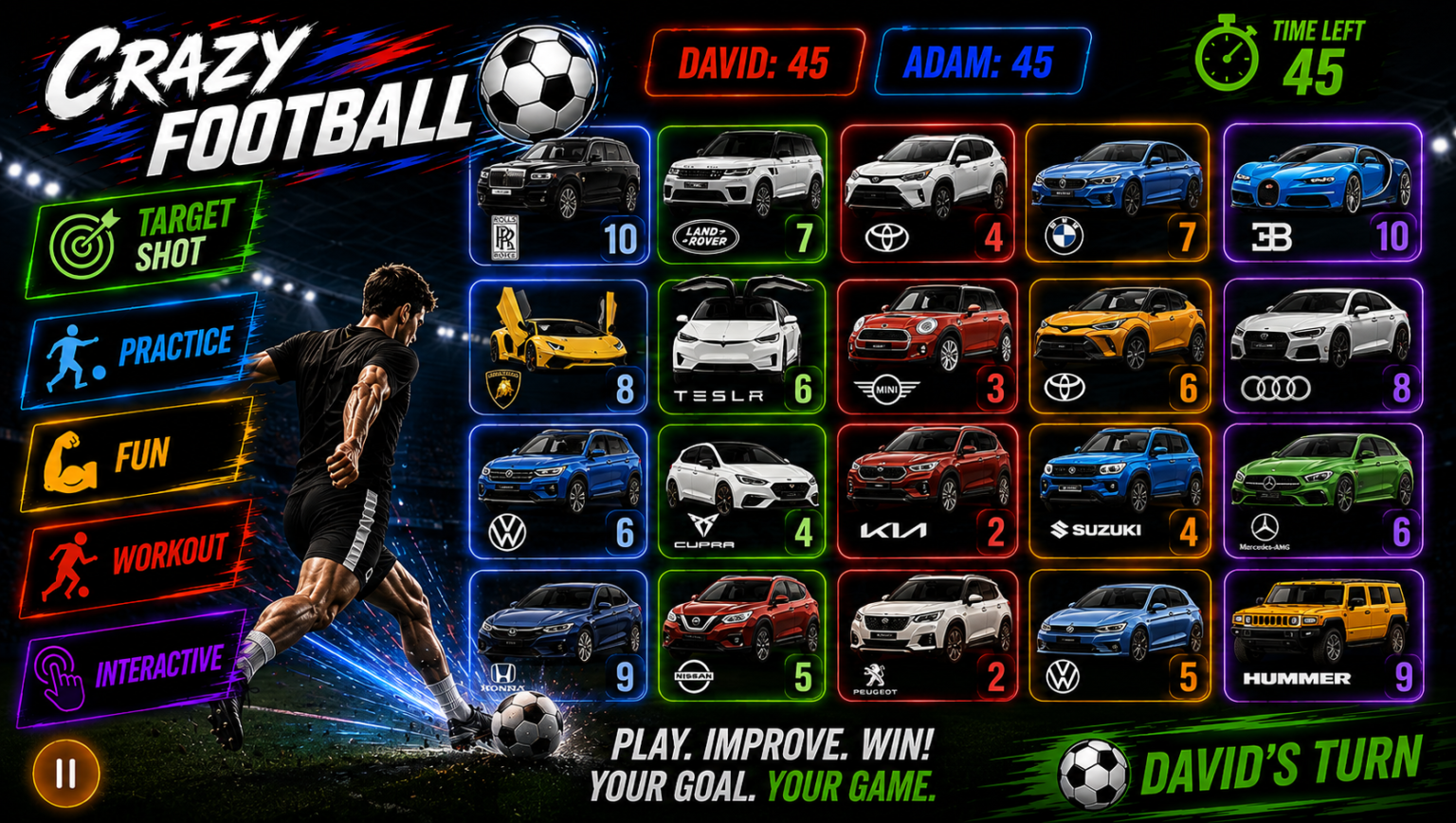 crazy football target shoot on favourite cars